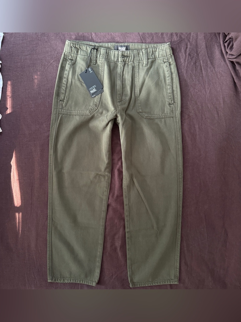 NWT PAIGE Kirby Utility Pants Vintage Forester Green Size 26